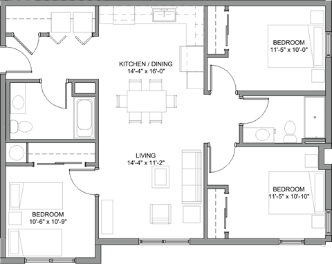 Nueva Esperanza 3 Bed Floor Plan
